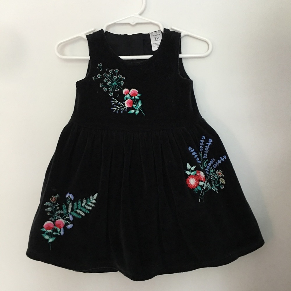 Black dress with pink roses